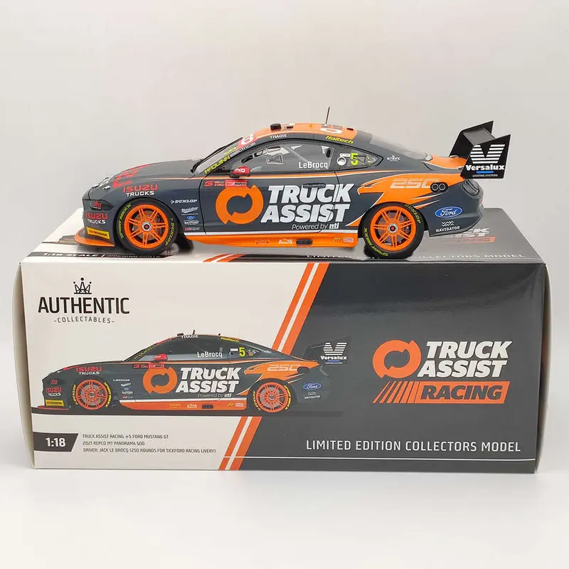 1/18 Authentic Truck Assist Racing #5 Mustang GT 2021 Repco Mt Panorama 500 Diecast Models Car Limited Collection Toys Gift