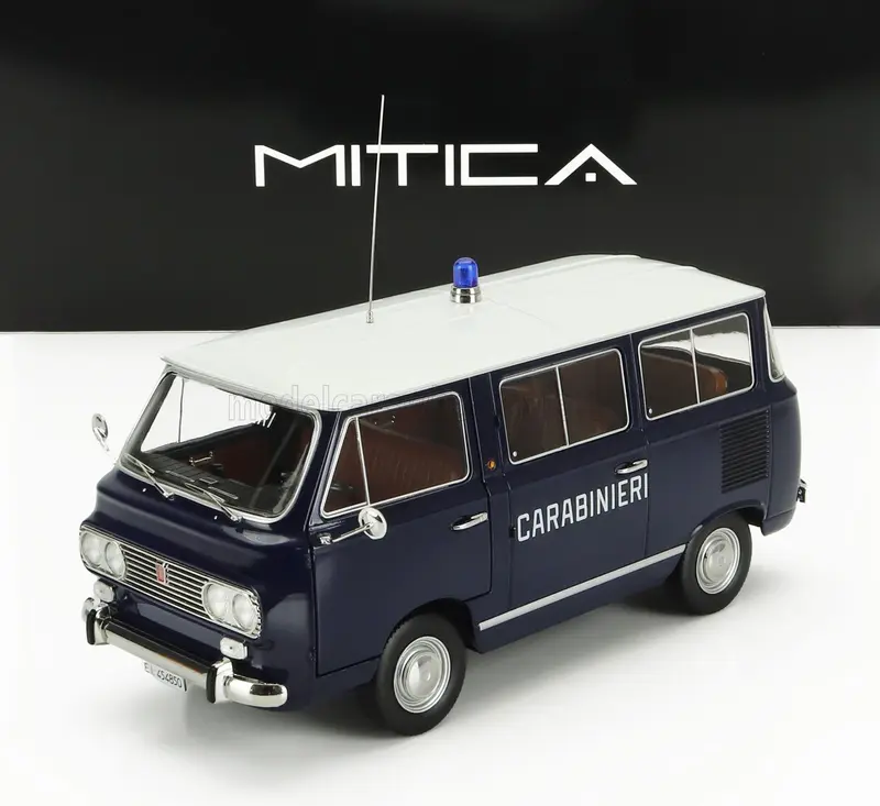 1/18 Mitica-Diecast - Fiat 850 Familiare Carabinieri 1970 – Interni marroni - limited