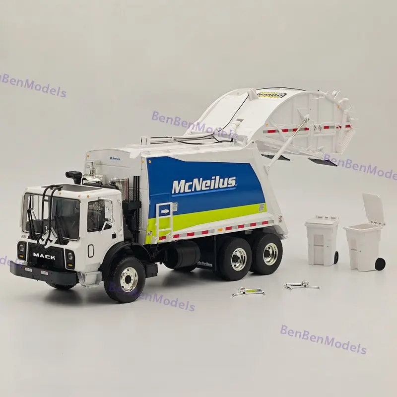 1/34 FIRST GEAR Mack TerraPro McNeilus Rear Load Refuse Truck & Two Trash Carts