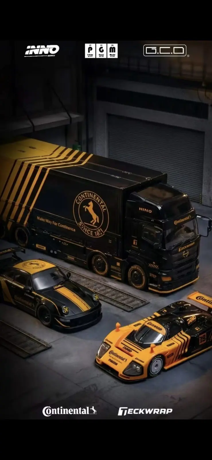 1/64 INNO x GCD PGM Continental Hino Truck &2 Cars Set HEC 2026 Beijing Limited