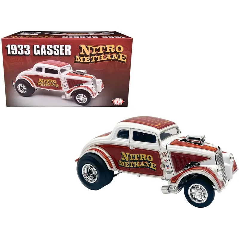 1933 Gasser "Nitro Methane" White and Brown Limited Edition to 348 pieces Worldwide 1/18 Diecast Model Car by ACME