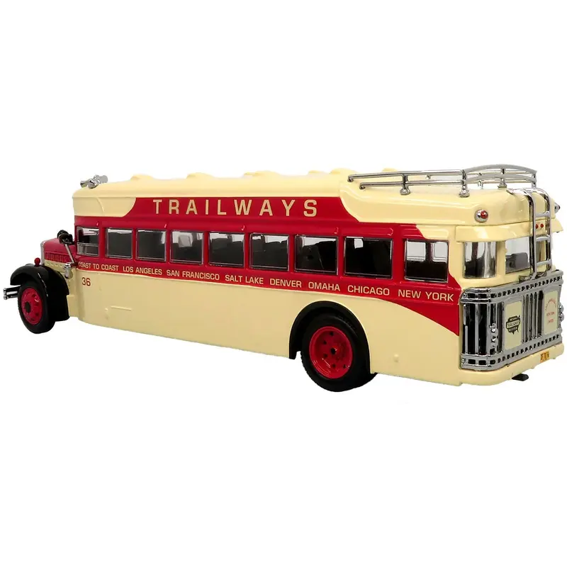 1935 Mack BK Coach Bus "Trailways" Beige and Red "Vintage Bus & Motorcoach Collection" Limited Edition to 504 pieces Worldwide 1/64 Diecast Model by Iconic Replicas