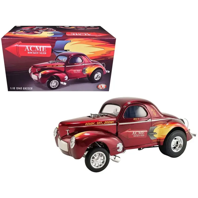 1940 Gasser "ACME Rocket Sled" Red Metallic with Graphics Limited Edition to 162 pieces Worldwide 1/18 Die Cast Model Car by ACME