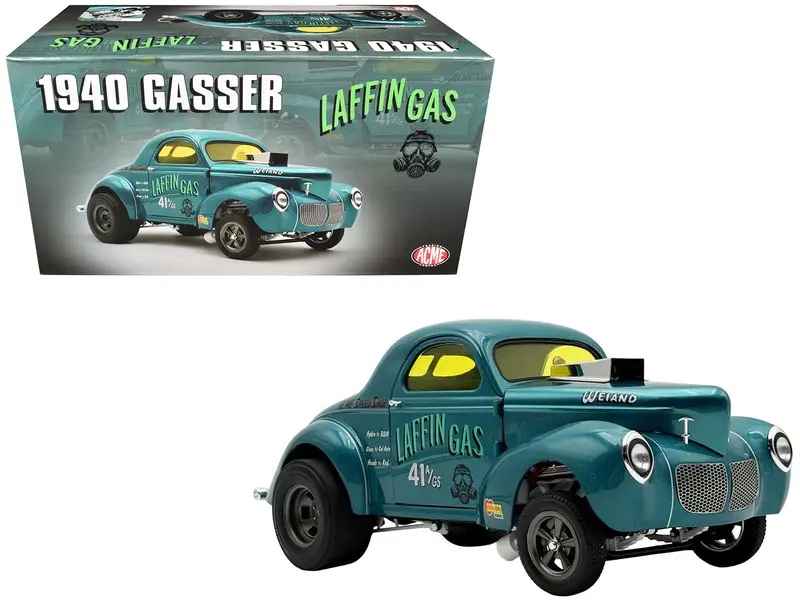 1940 Gasser "Laffin Gas" Teal Metallic with Graphics Limited Edition to 306 pieces Worldwide 1/18 Diecast Model Car by ACME