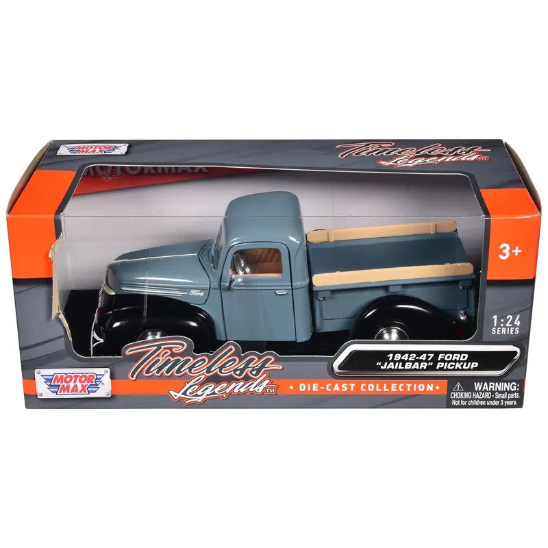 1942-47 Ford "Jailbar" Pickup Truck Blue and Black "Timeless Legends" Series 1/24 Diecast Model Car by Motormax