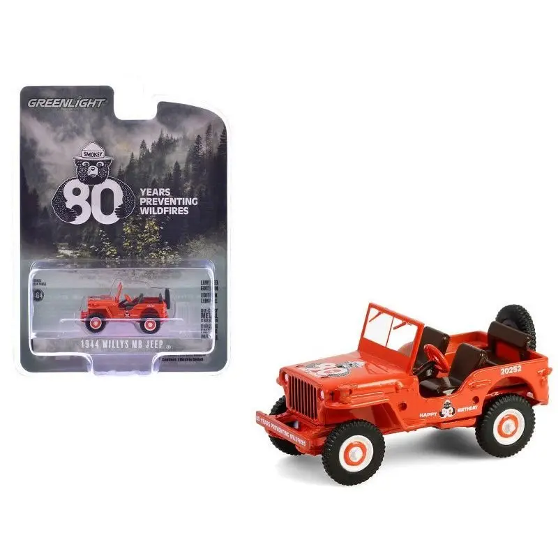 1944 Willys MB Jeep Red "Smokey Bear 80th Anniversary" "Anniversary Collection" Series 17 1/64 Diecast Model Car by Greenlight