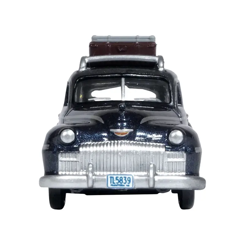 1946 DeSoto Suburban with Roof Rack and Luggage Butterfly Blue Metallic with Crystal Gray Top 1/87 (HO) Scale Diecast Model Car by Oxford Diecast