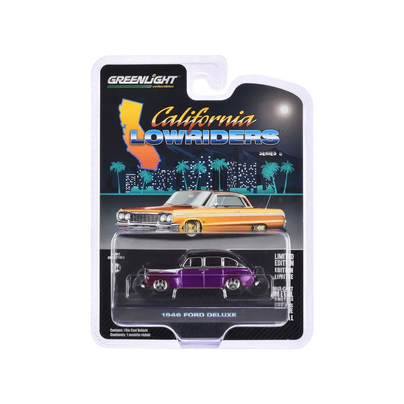1946 Ford Fordor Super Deluxe Dark Purple Metallic and Black "California Lowriders" Series 6 1/64 Diecast Model Car by Greenlight