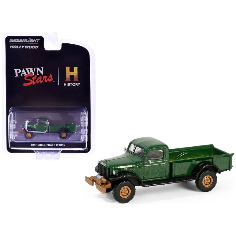1947 Dodge Power Wagon Pickup Truck Green Metallic and Black "Pawn Stars" (2009-Current) TV Series "Hollywood Series" Release 42 1/64 Diecast Model Car by Greenlight