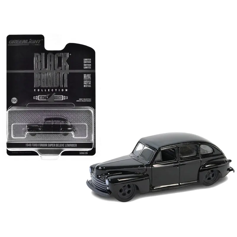 1948 Ford Fordor Super Deluxe Lowrider Black "Black Bandit" Series 29 1/64 Diecast Model Car by Greenlight