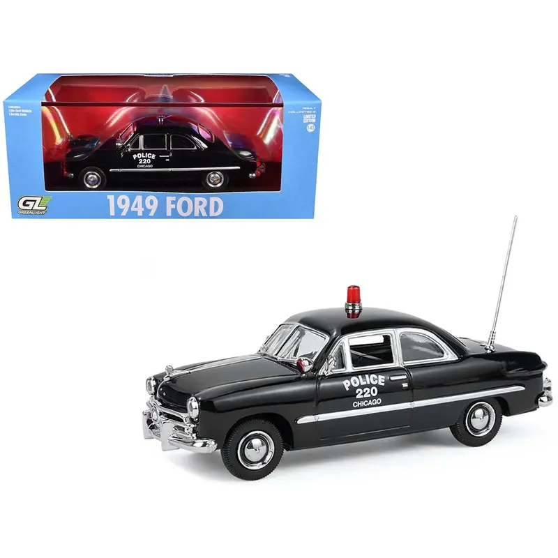 1949 Ford Custom Police Car "Chicago Police Department" Black 1/64 Diecast Model Car by Greenlight