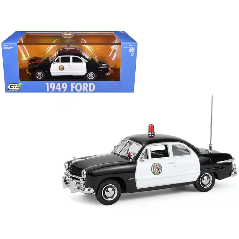 1949 Ford Custom Police Car "LAPD (Los Angeles Police Department)" Black and White 1/43 Diecast Model Car by Greenlight