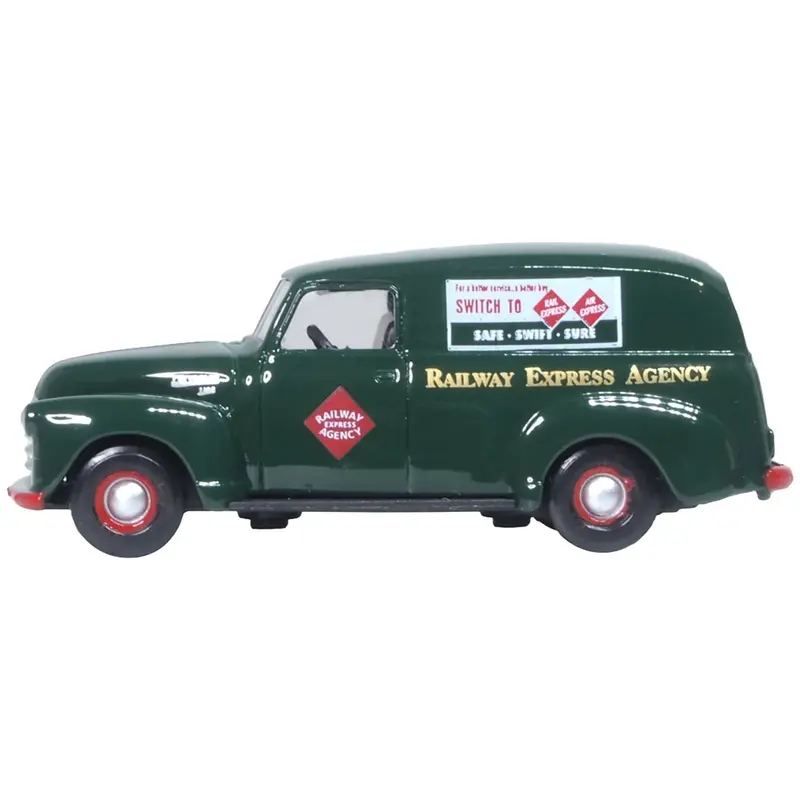 1950 Chevrolet Panel Van "Railway Express Agency" Dark Green 1/87 (HO) Scale Diecast Model Car by Oxford Diecast
