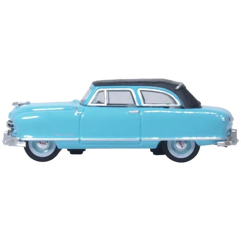1950 Nash Rambler Custom Landau Convertible (Closed) Strato Blue with Black Top 1/87 (HO) Scale Diecast Model Car by Oxford Diecast