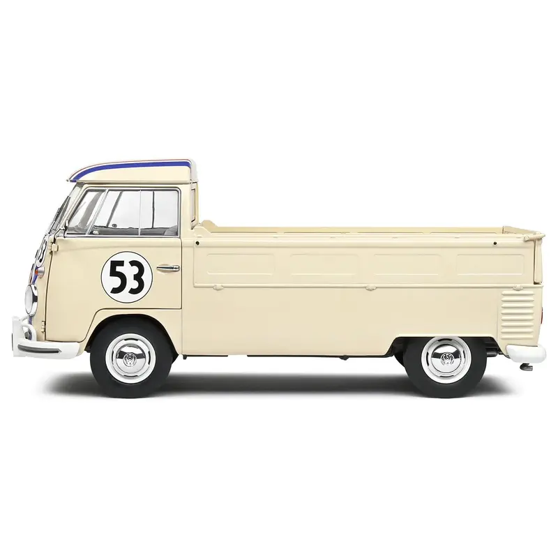 1950 Volkswagen T1 Pickup Truck Racer #53 Cream with Stripes 1/18 Diecast Model Car by Solido