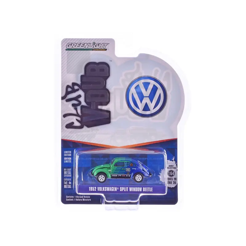 1952 Volkswagen Split Window Beetle #1193 "Falken Tire" Blue and Green "Club Vee-Dub" Series 20 1/64 Diecast Model Car by Greenlight