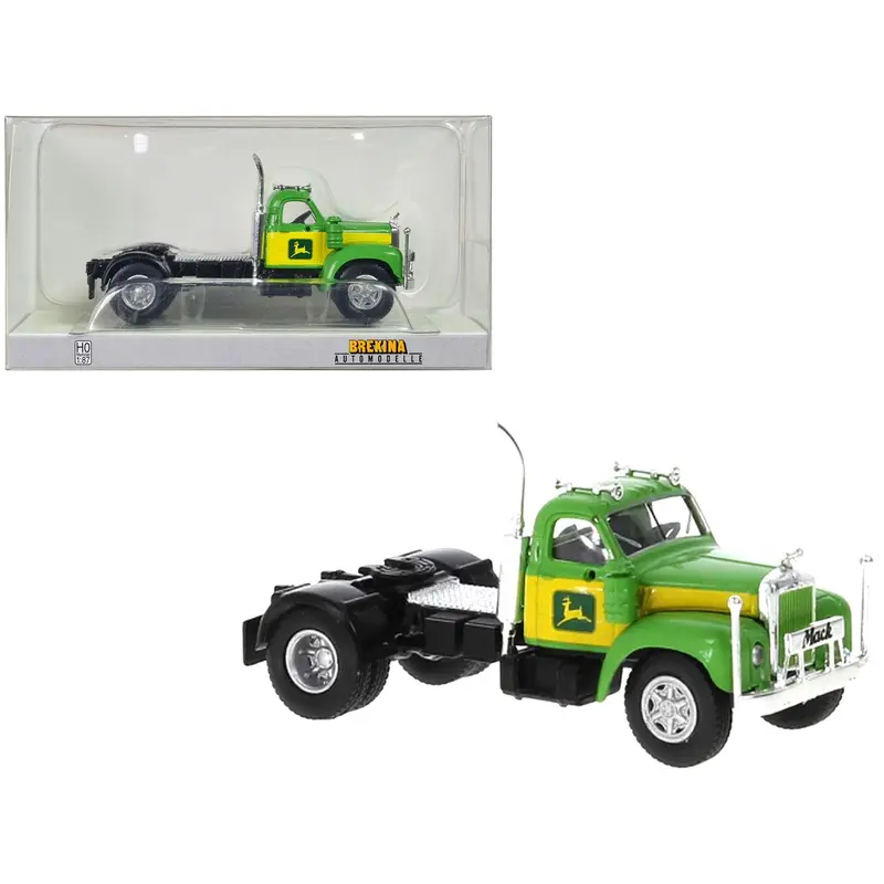 1953 B-61 Truck Tractor Green and Yellow "John Deere" 1/87 (HO) Scale Model Car by Brekina