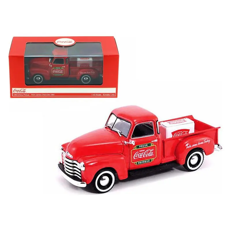 1953 Chevrolet Pickup Truck Red "Coca-Cola" with Metal Cooler 1/43 Diecast Model by Motorcity Classics