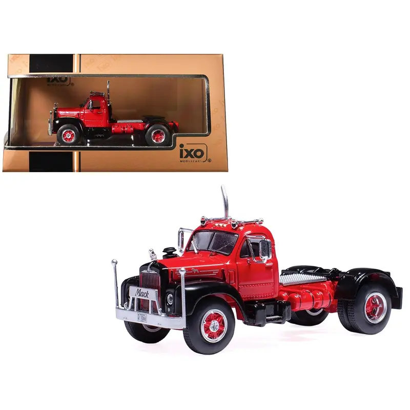 1953 Mack B 61 Truck Tractor Red and Black 1/64 Diecast Model by IXO Models