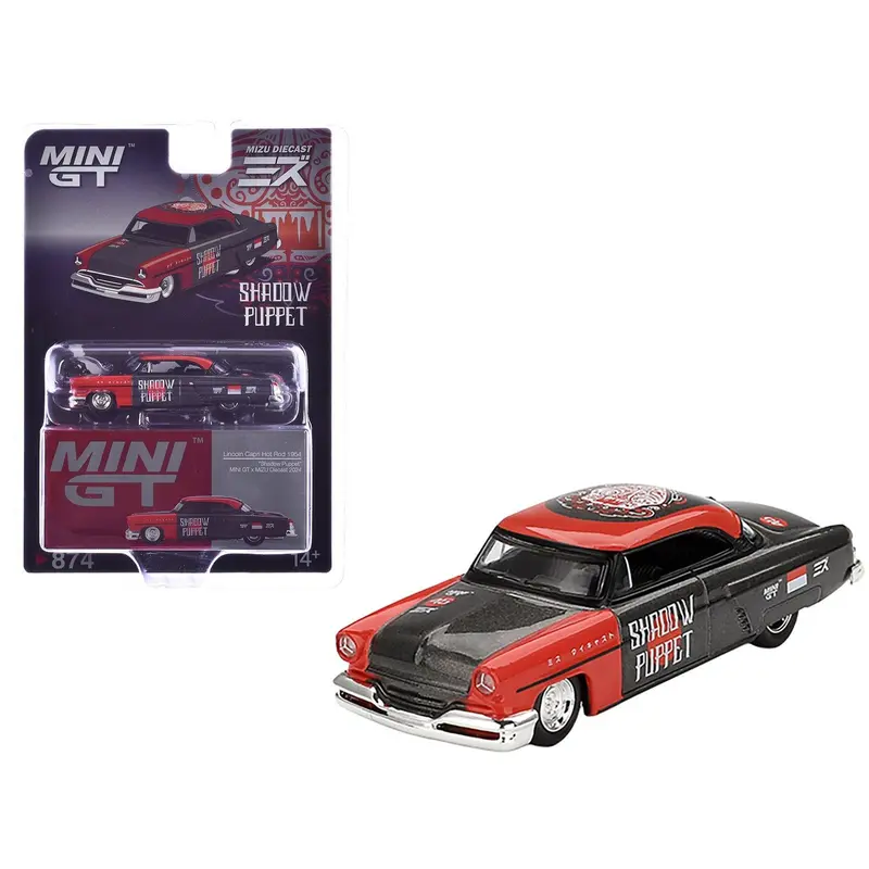 1954 Lincoln Capri Hot Rod "Shadow Puppet" Red and Dark Gray "MINI GT x MIZU Diecast 2024" Limited Edition 1/64 Diecast Model Car by Mini GT
