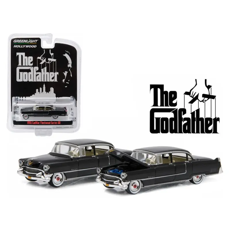 1955 Cadillac Fleetwood Series 60 Black "The Godfather" (1972) Movie "Hollywood Series" Release 14 1/64 Diecast Model Car by Greenlight