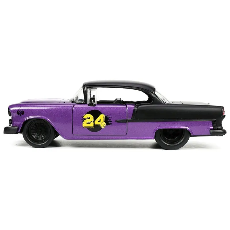 1955 Chevrolet Bel Air #24 Purple Metallic and Matt Black "Bigtime Muscle" Series 1/24 Diecast Model Car by Jada