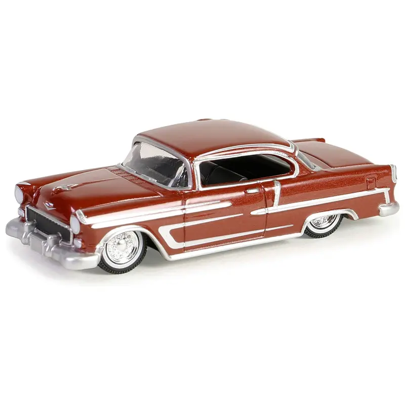 1955 Chevrolet Bel Air Lowrider Red Metallic and Silver "California Lowriders" Series 5 1/64 Diecast Model Car by Greenlight