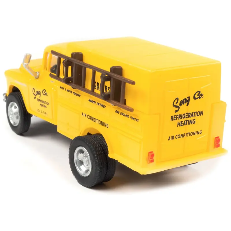 1955 Chevrolet Utility Truck Yellow "Song Co. Refrigeration and Heating" 1/87 (HO) Scale Model by Classic Metal Works