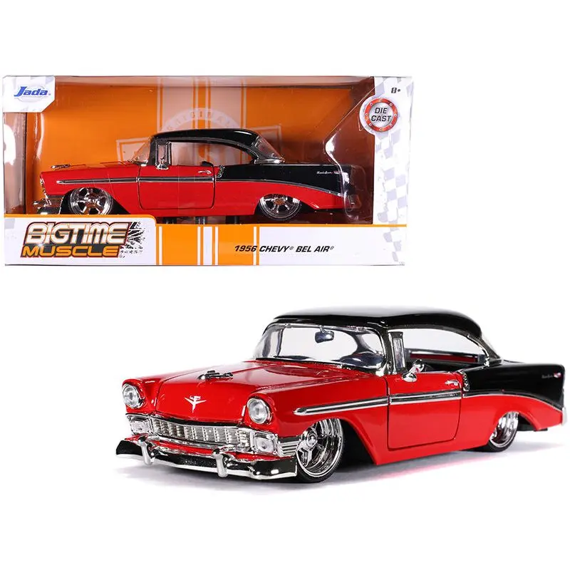 1956 Chevrolet Bel Air Red and Black "Bigtime Muscle" 1/24 Diecast Model Car by Jada