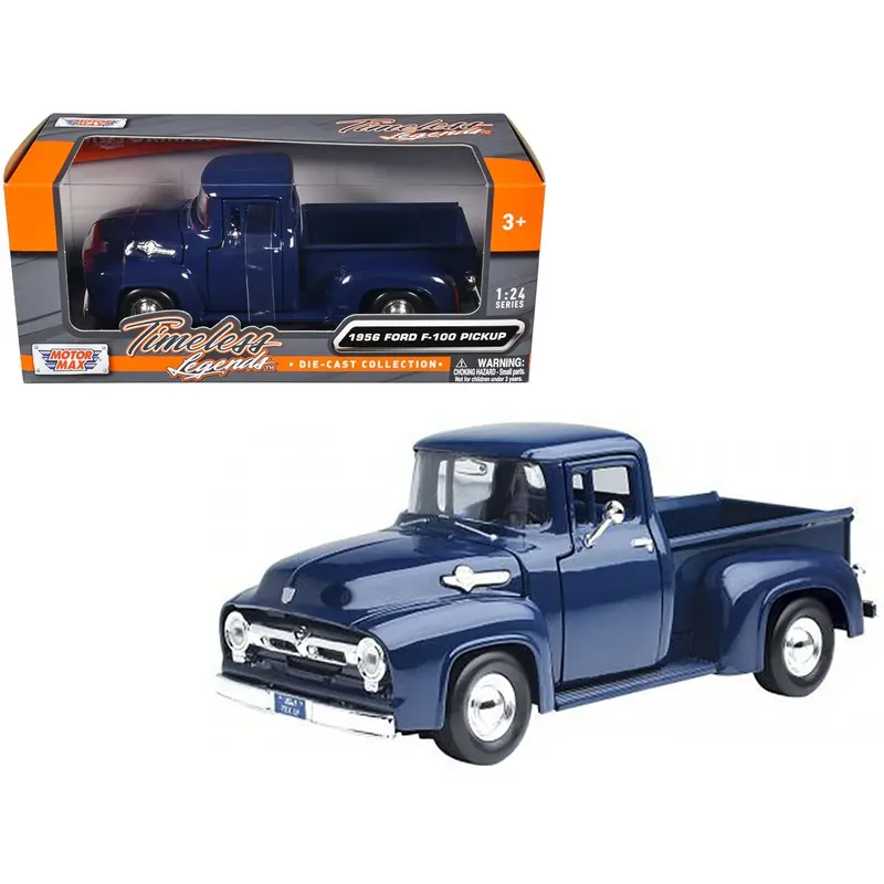 1956 Ford F-100 Pickup Truck Blue 1/24 Diecast Model Car by Motormax