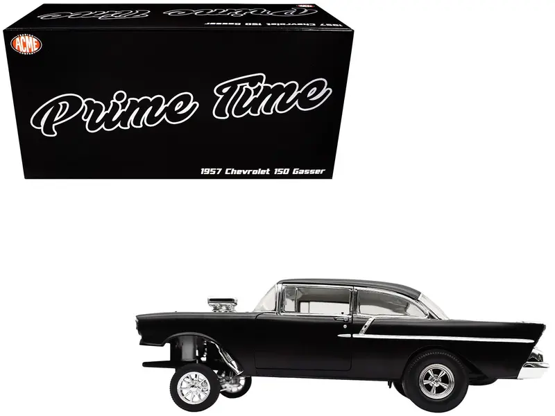 1957 Chevrolet 150 Gasser "Prime Time" Black Limited Edition to 204 pieces Worldwide 1/18 Diecast Model Car by ACME