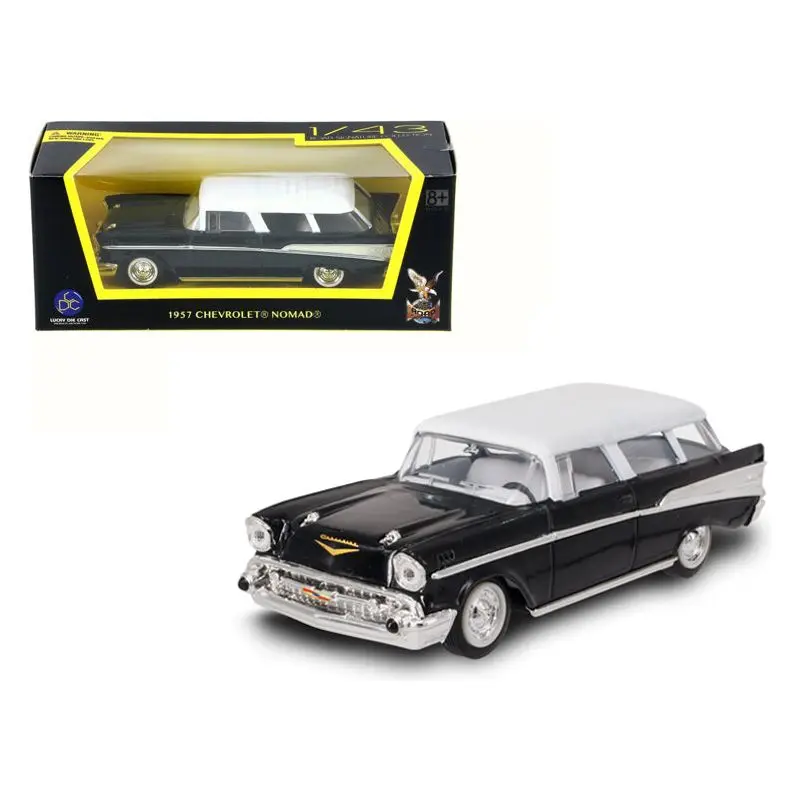 1957 Chevrolet Nomad Black with White Top 1/43 Diecast Model Car by Road Signature