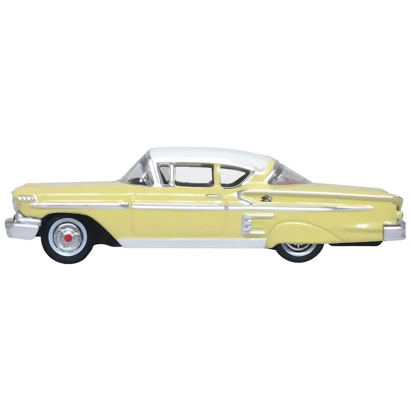1958 Chevrolet Impala Sport Colonial Cream with Snowcrest White Top 1/87 (HO) Scale Diecast Model Car by Oxford Diecast