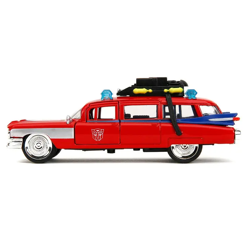 1959 Cadillac Ambulance Ecto-1 Red "Transformers" TV Series - "Ghostbusters" (1984) Movie Crossover "Hollywood Rides" Series 1/32 Diecast Model Car by Jada