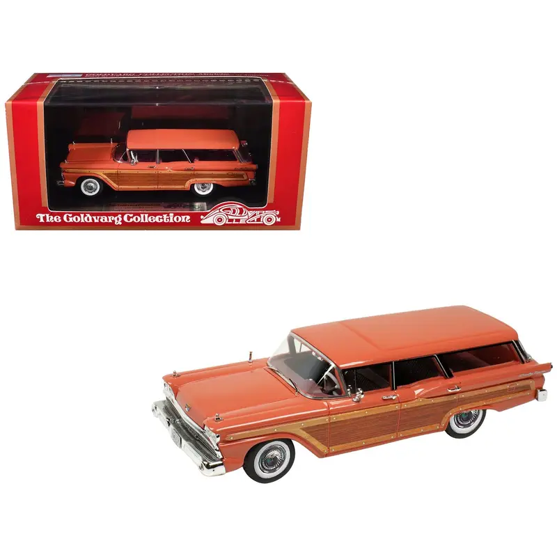 1959 Ford Country Squire Rose with Woodgrain Sides and Green Interior Limited Edition to 200 pieces Worldwide 1/43 Model Car by Goldvarg Collection