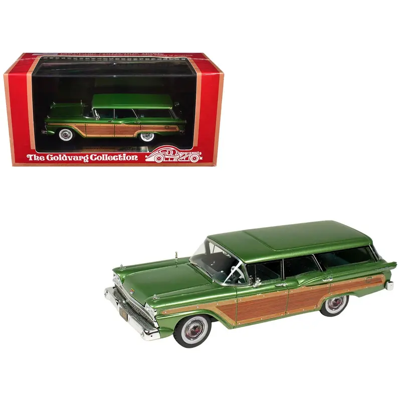 1959 Ford Country Squire Sherwood Green Metallic with Woodgrain Sides and Green Interior Limited Edition to 200 pieces Worldwide 1/43 Model Car by Goldvarg Collection