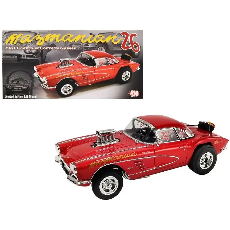 1961 Chevrolet Corvette Gasser #26 Red "Mazmanian" Limited Edition to 354 pieces Worldwide 1/18 Diecast Model Car by ACME