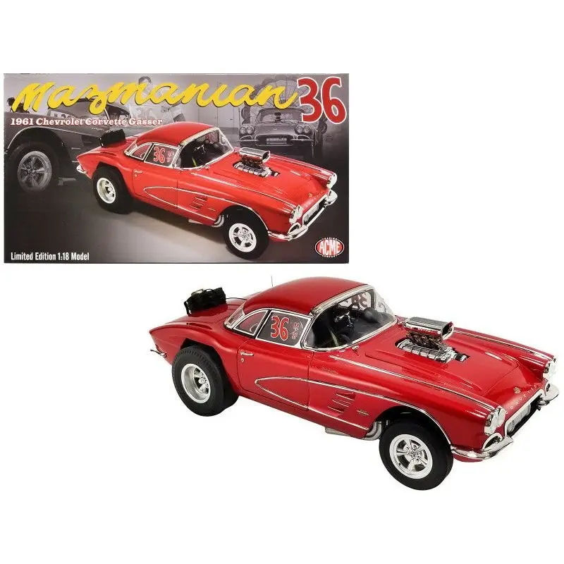 1961 Chevrolet Corvette Gasser #36 Red "Original Mazmanian" Limited Edition to 354 pieces Worldwide 1/18 Diecast Model Car by ACME