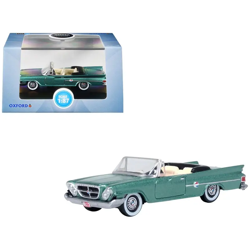 1961 Chrysler 300 Convertible Pinewood Green Metallic 1/87 (HO) Scale Diecast Model Car by Oxford Diecast