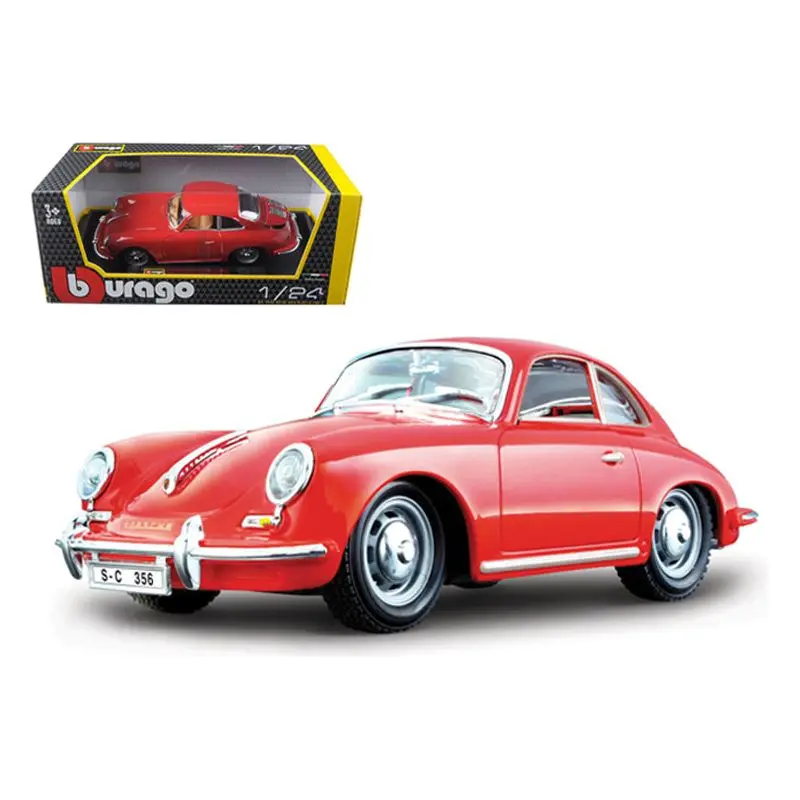1961 Porsche 356 B Coupe Red 1/24 Diecast Model Car by Bburago