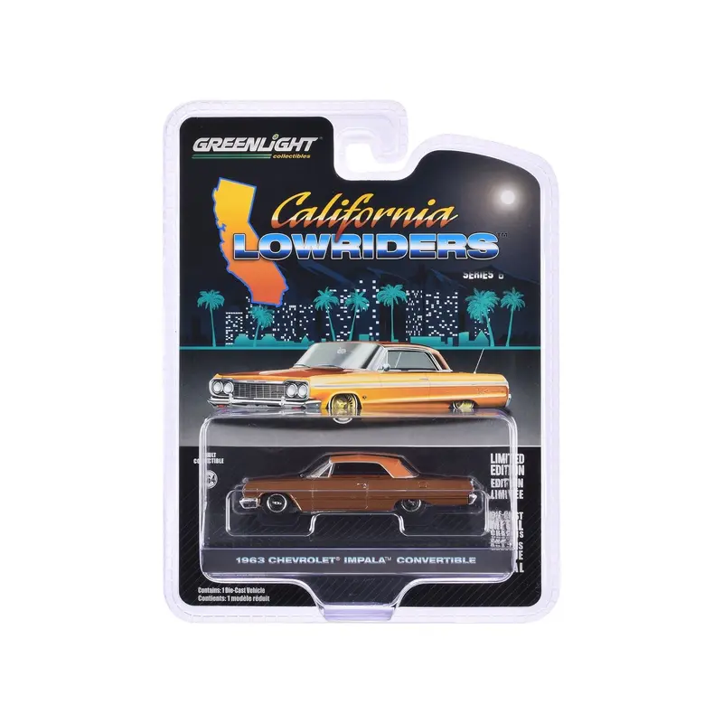 1963 Chevrolet Impala SS Convertible (Top Up) Bronze Metallic "California Lowriders" Series 6 1/64 Diecast Model Car by Greenlight