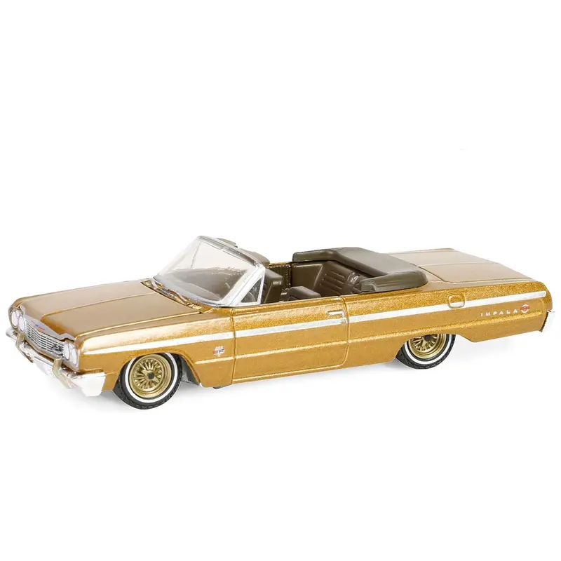 1964 Chevrolet Impala Convertible Lowrider Gold Metallic with Gold Interior "California Lowriders" Series 5 1/64 Diecast Model Car by Greenlight