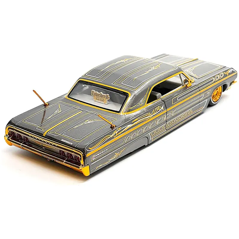 1964 Chevrolet Impala SS Lowrider Gray Metallic with Gold Graphics "Lowriders" "Maisto Design" Series 1/26 Diecast Model Car by Maisto