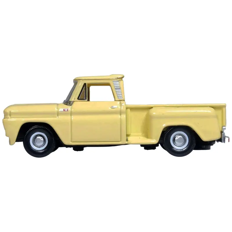 1965 Chevrolet C10 Stepside Pickup Truck Yellow 1/87 (HO) Scale Diecast Model Car by Oxford Diecast