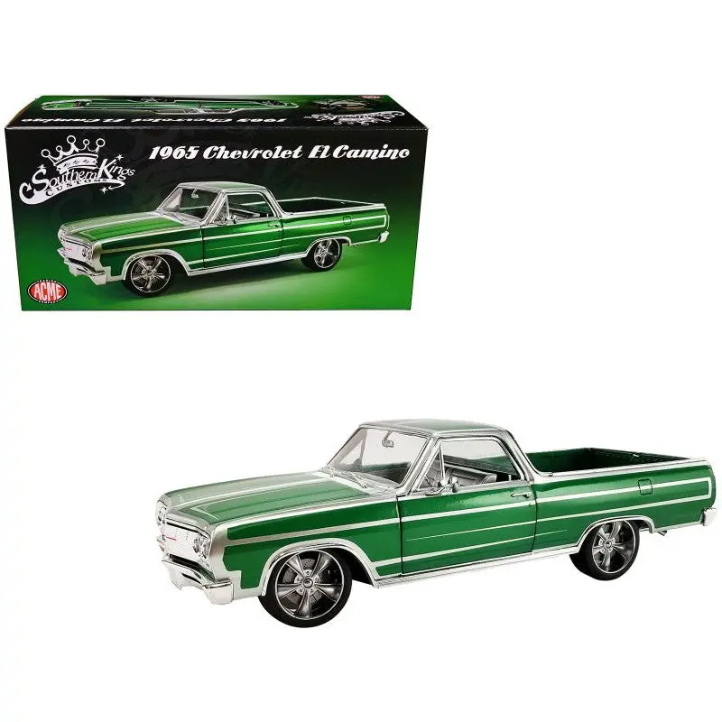1965 Chevrolet El Camino Custom Calypso Green Metallic with Silver Graphics "Southern Kings Customs" Limited Edition to 210 pieces Worldwide 1/18 Diecast Model Car by ACME