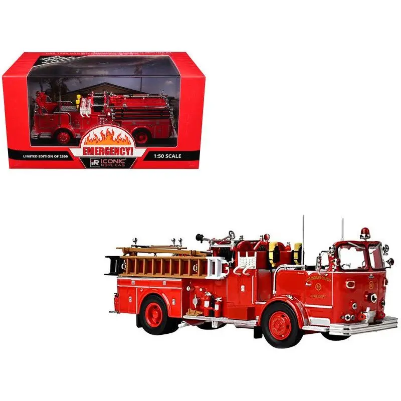 1965 Crown Firecoach Fire Engine "Los Angeles County Fire Department" LA County FD (LACFD) "Emergency!" Series Limited Edition to 2500 pieces Worldwide 1/50 Diecast Model by Iconic Replicas