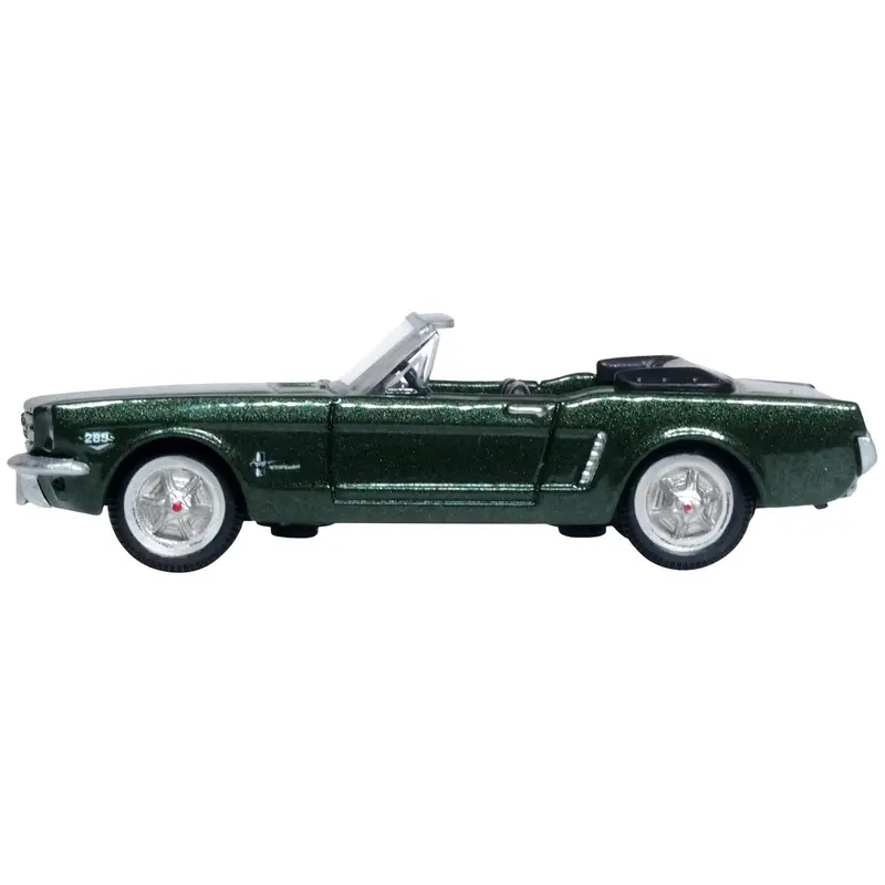 1965 Ford Mustang Convertible Ivy Green Metallic 1/87 (HO) Scale Diecast Model Car by Oxford Diecast