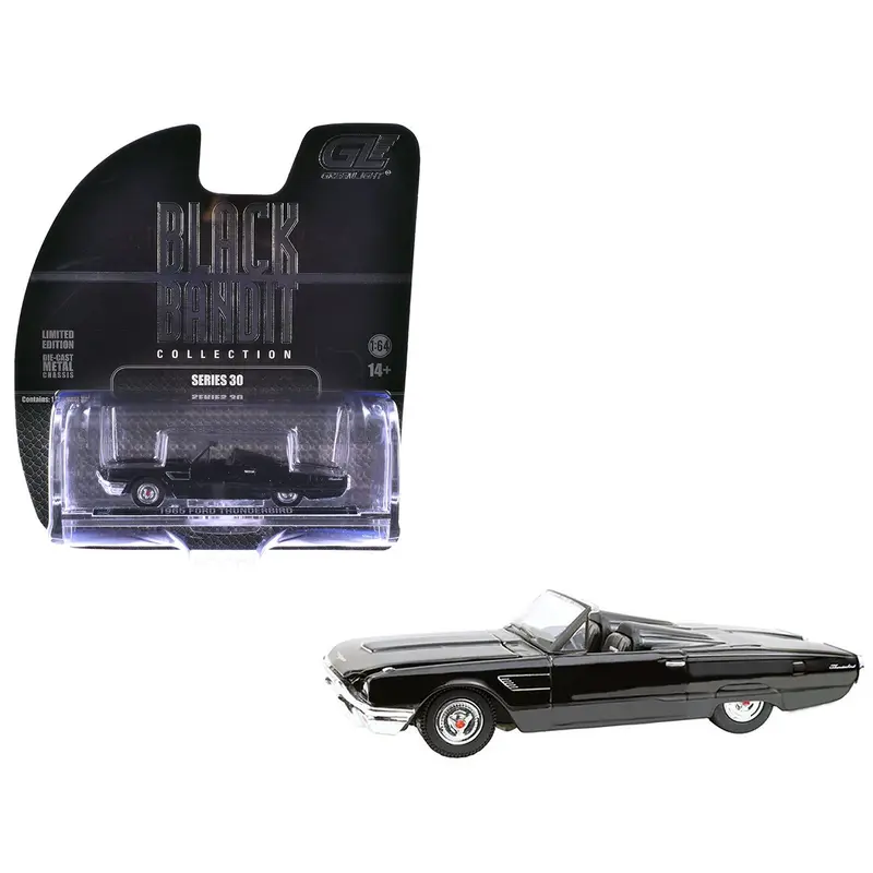 1965 Ford Thunderbird with Tonneau Cover Black "Black Bandit" Series 30 1/64 Diecast Model Car by Greenlight