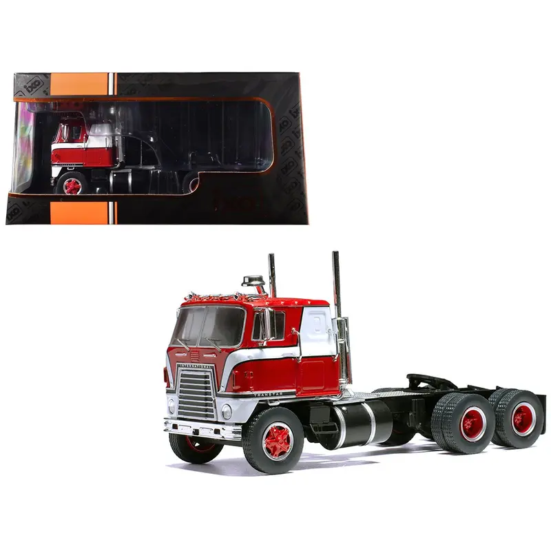 1965 International Transtar COE Truck Tractor Red with White Stripes 1/43 Diecast Model by IXO Models