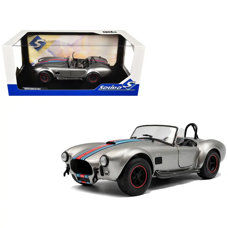 1965 Shelby Cobra 427 MKII "Solido Works M Racing Tribute" Gray Metallic with Stripes 1/18 Diecast Model Car by Solido